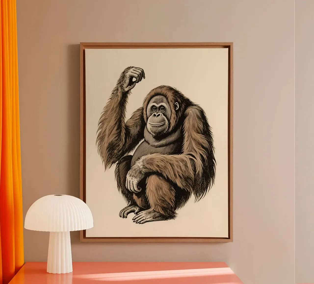 Orang-Utans Leinwand mit Schattenfugenrahmen von knowledge