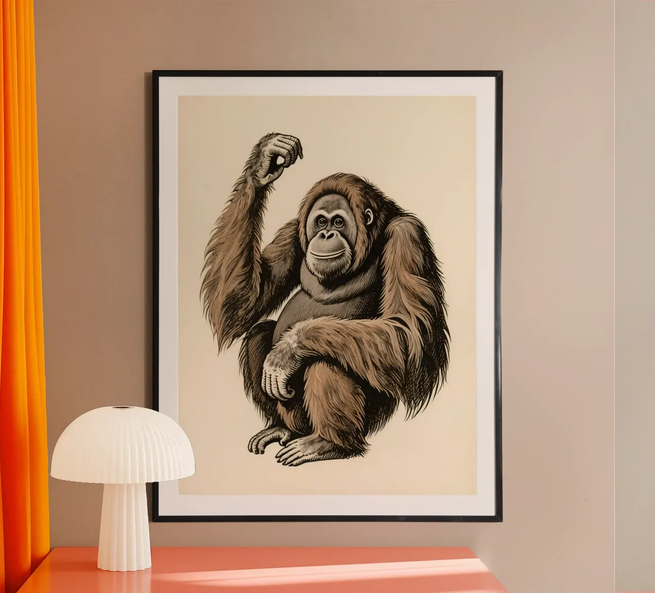 Orangutan poster con telaio in plastica da knowledge