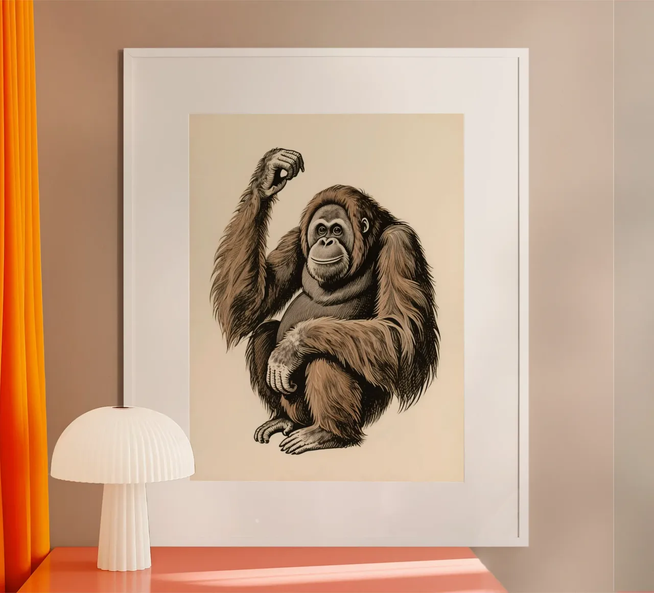 Orangutan poster con telaio in plastica da knowledge