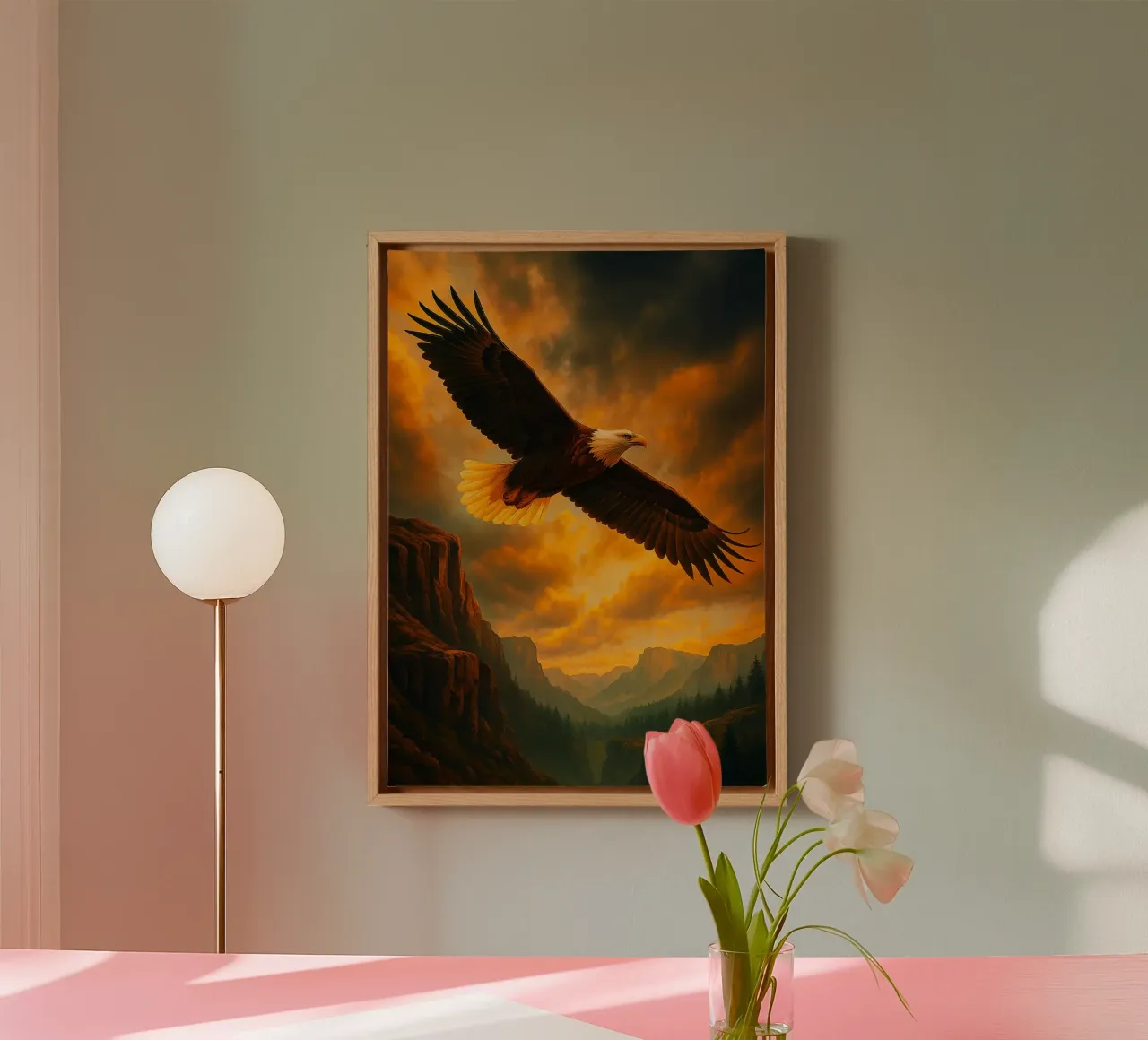 eagle flying in the sky view photography Leinwand mit Schattenfugenrahmen von landtengs
