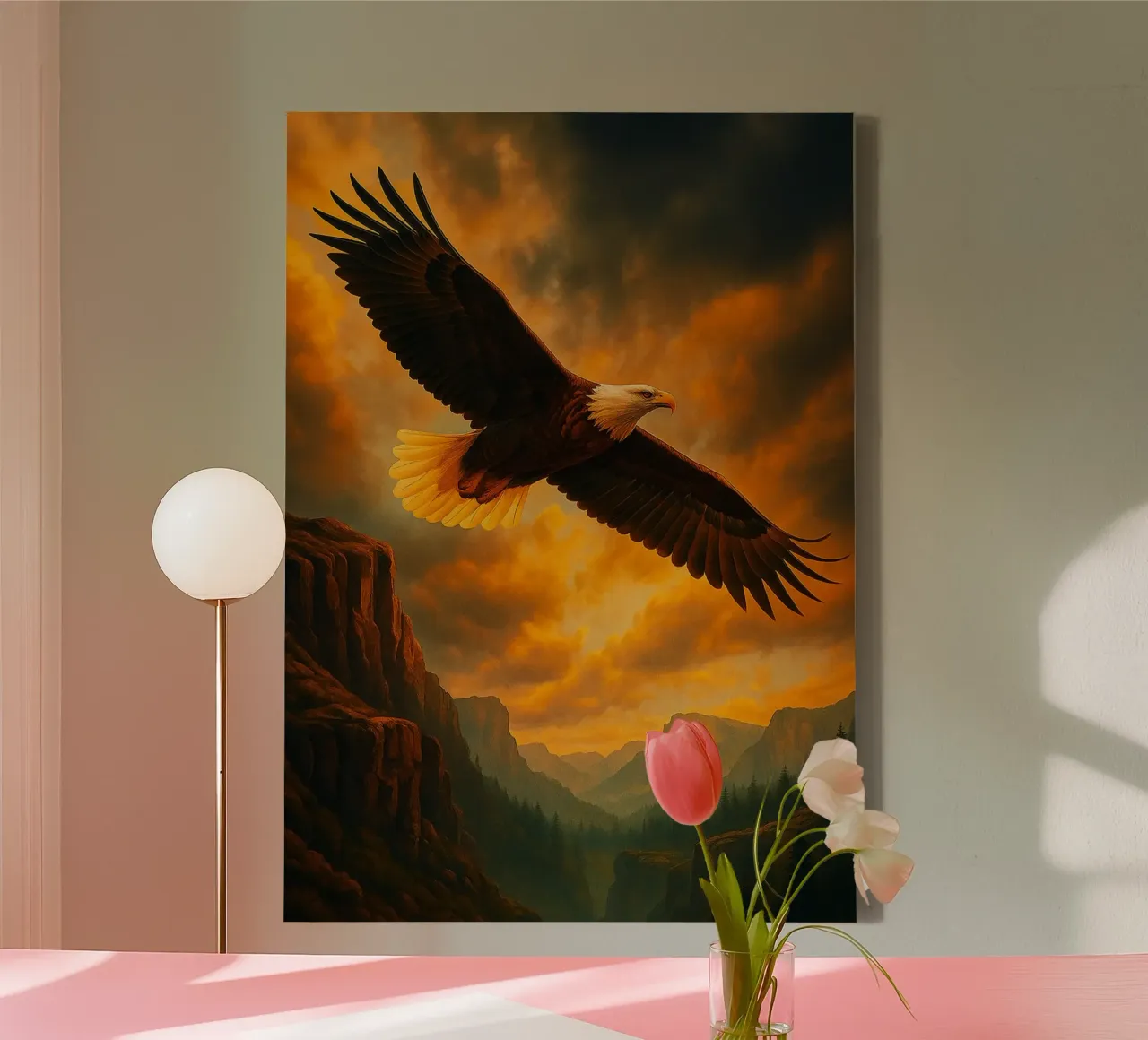 eagle flying in the sky view photography Leinwand mit Schattenfugenrahmen von landtengs