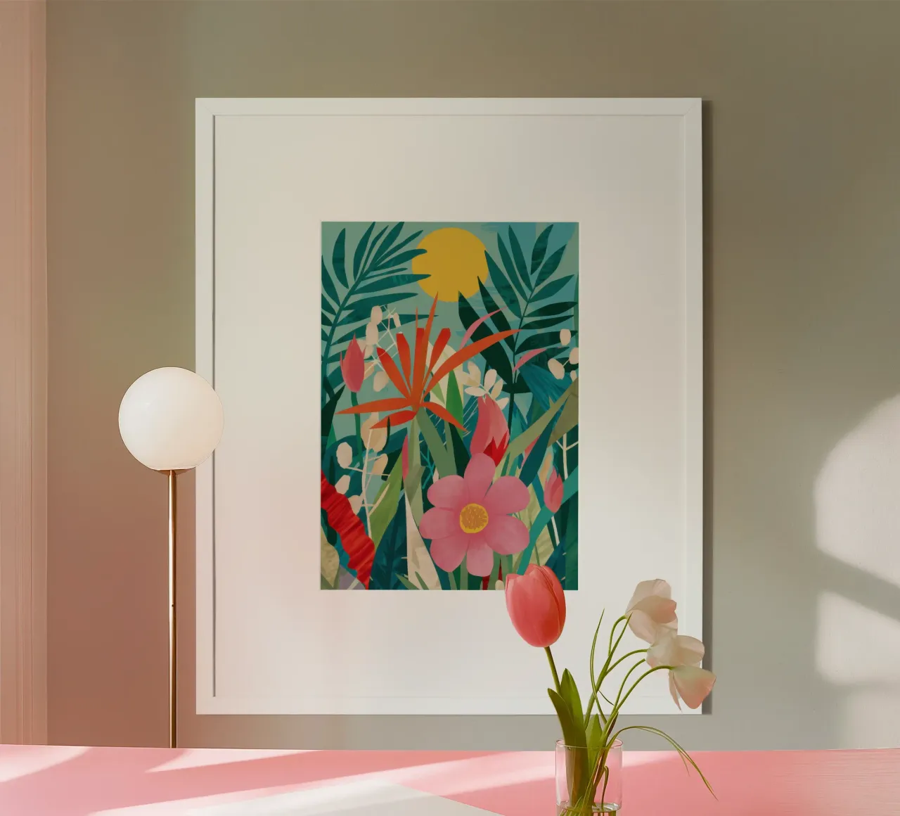 Paradiso floreale tropicale poster con telaio in plastica da Frame Aura
