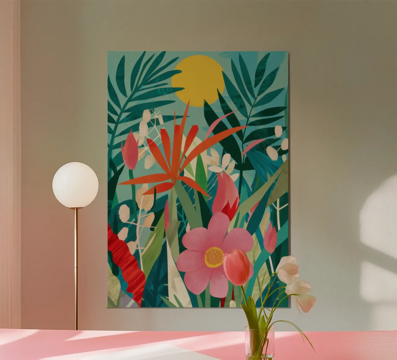 Paradiso floreale tropicale poster con telaio in plastica da Frame Aura