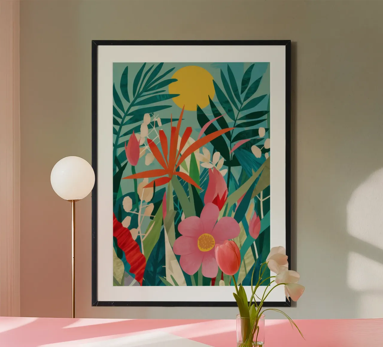 Paradiso floreale tropicale poster con telaio in plastica da Frame Aura