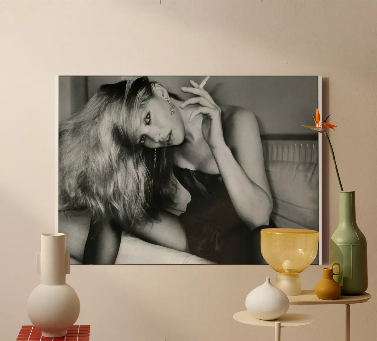NIce Cigarette - Kate Moss canvas with Floater frame by vintgeseyn