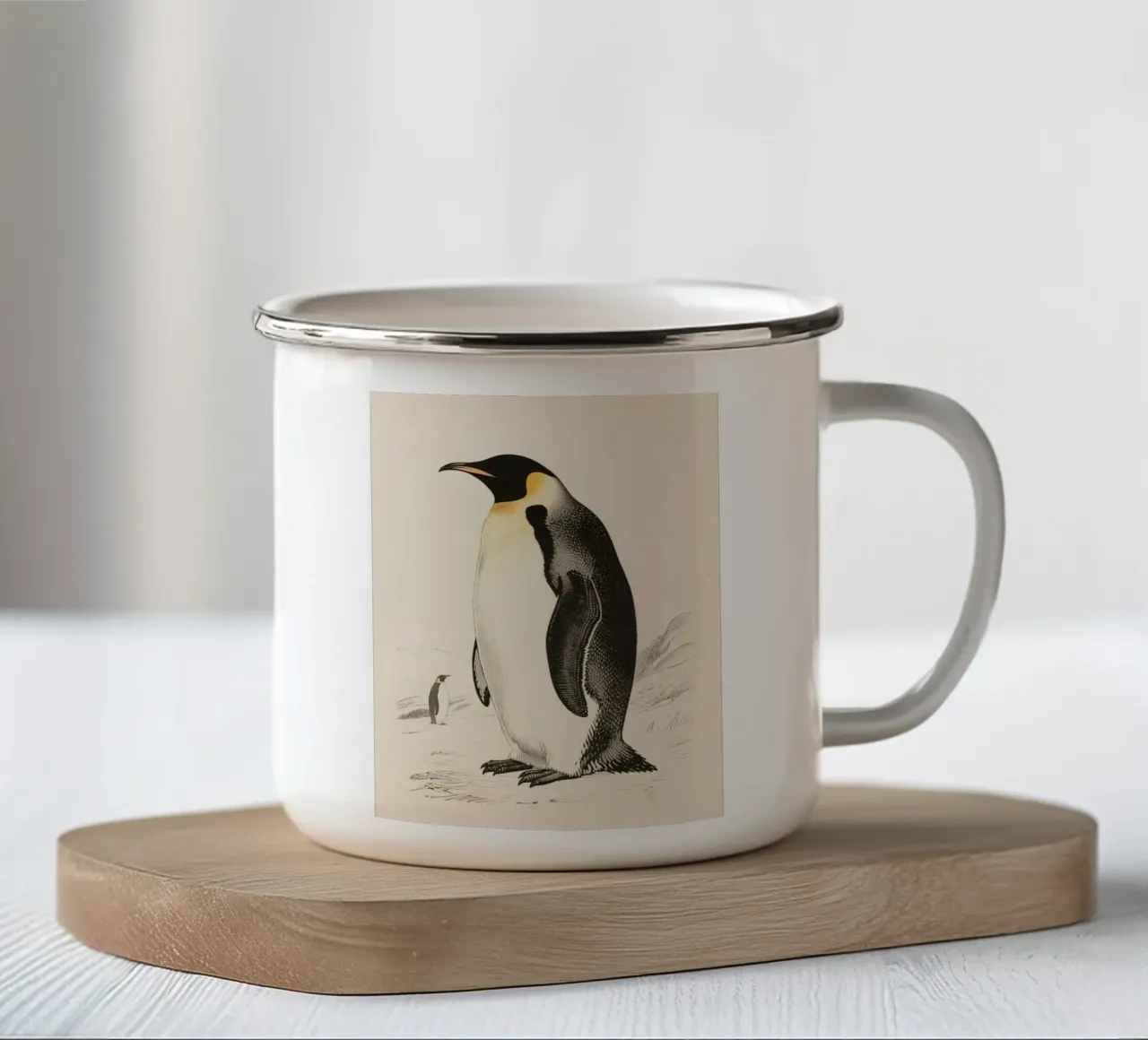 Pinguino imperatore tazza in smalto da knowledge
