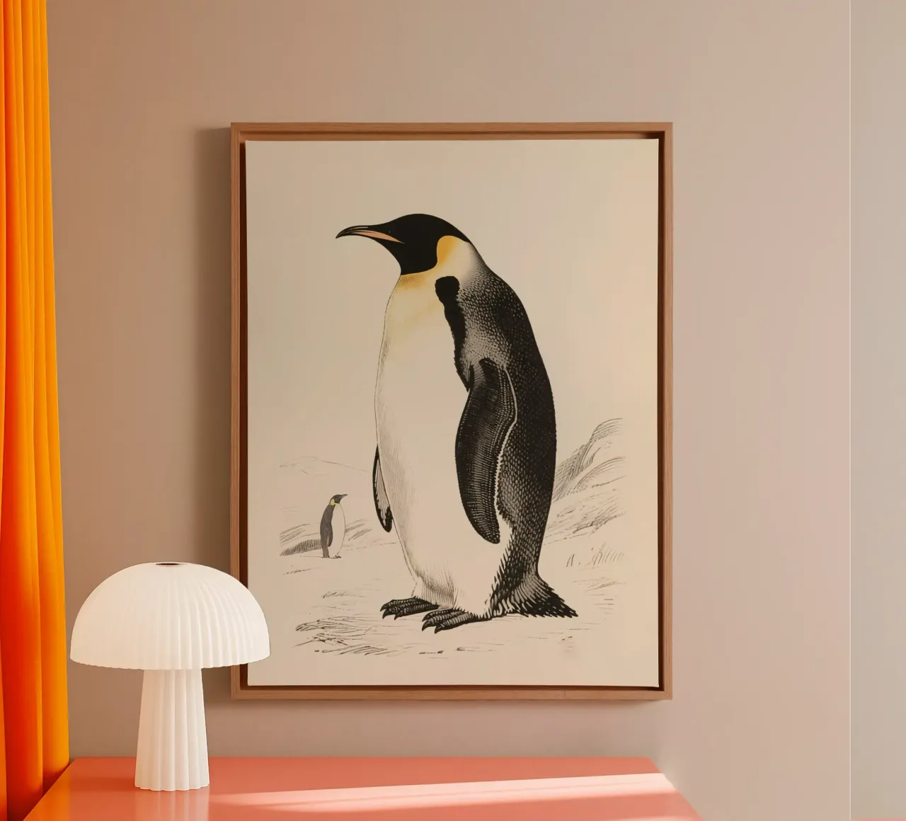 Emperor Penguin canvas with Floater frame by knowledge