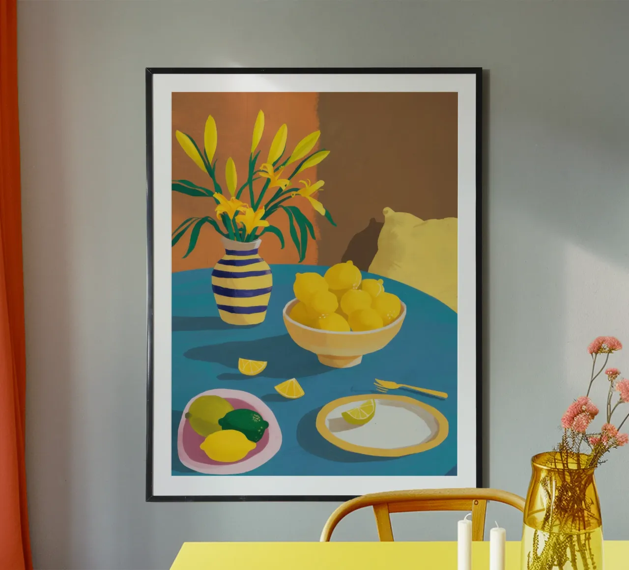Zitronenschale Sonnenschein Poster mit Kunststoffrahmen von Frame Aura