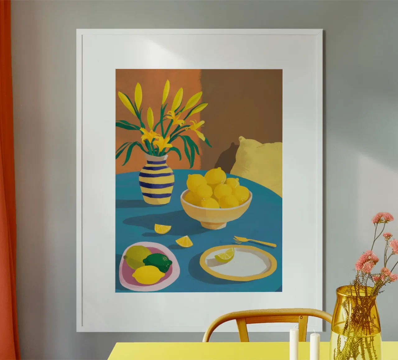 Zitronenschale Sonnenschein Poster mit Kunststoffrahmen von Frame Aura