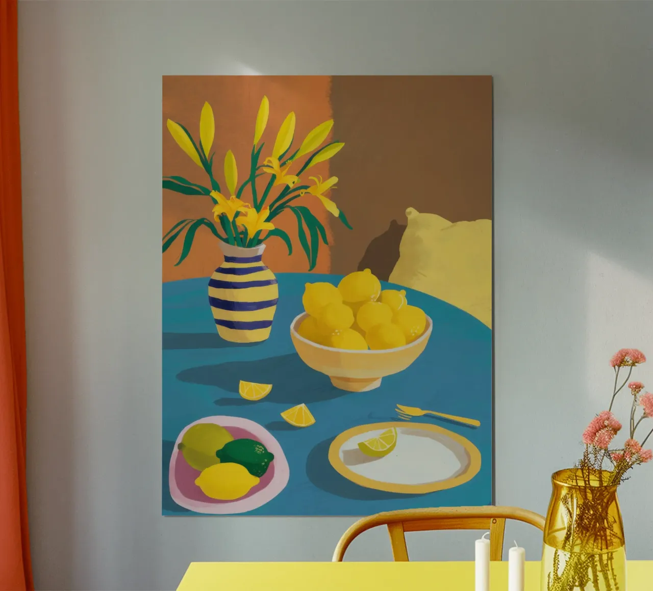 Zitronenschale Sonnenschein Poster mit Kunststoffrahmen von Frame Aura