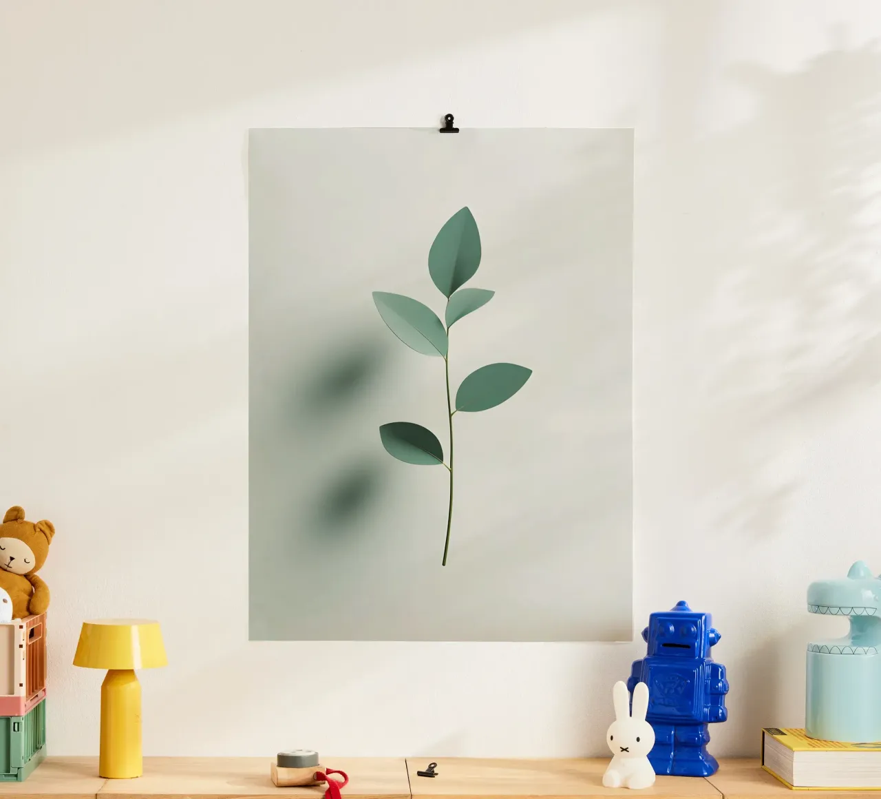 Foglie di eucalipto poster con telaio in legno da The Green Room