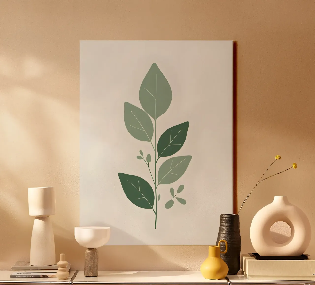 Eucalyptusblad canvas met Baklijst van The Green Room