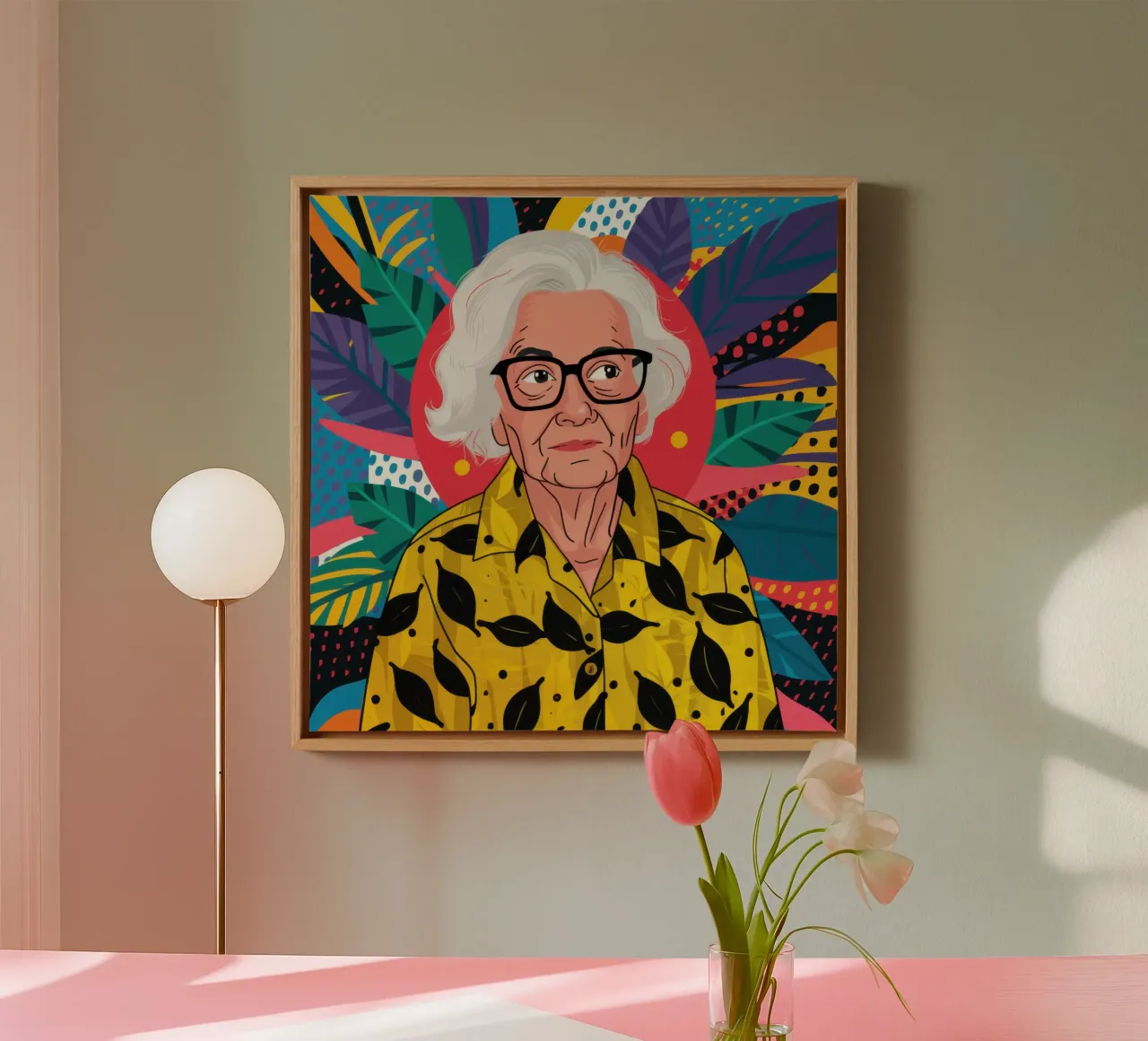 Älterer Chic Porträt Leinwand mit Schattenfugenrahmen von Frame Aura