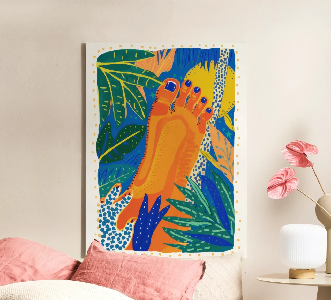 Gouden voettuin canvas met Baklijst van Frame Aura