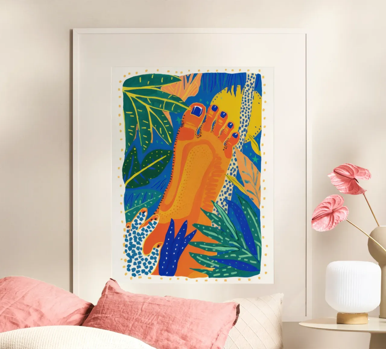 Giardino dei piedi d'oro poster con telaio in alluminio da Frame Aura