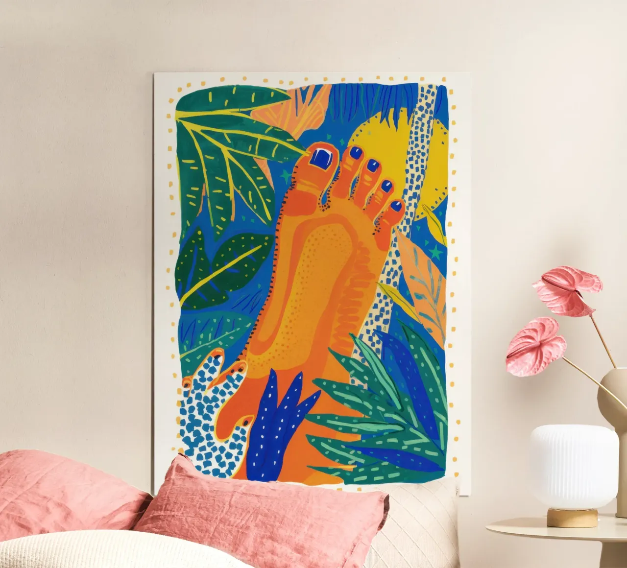 Giardino dei piedi d'oro poster con telaio in alluminio da Frame Aura