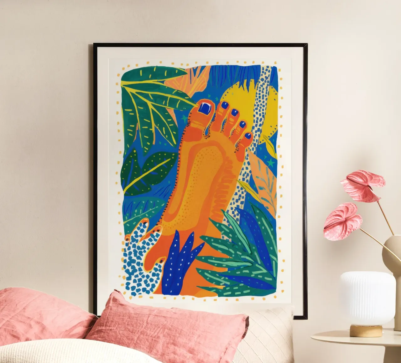 Giardino dei piedi d'oro poster con telaio in alluminio da Frame Aura