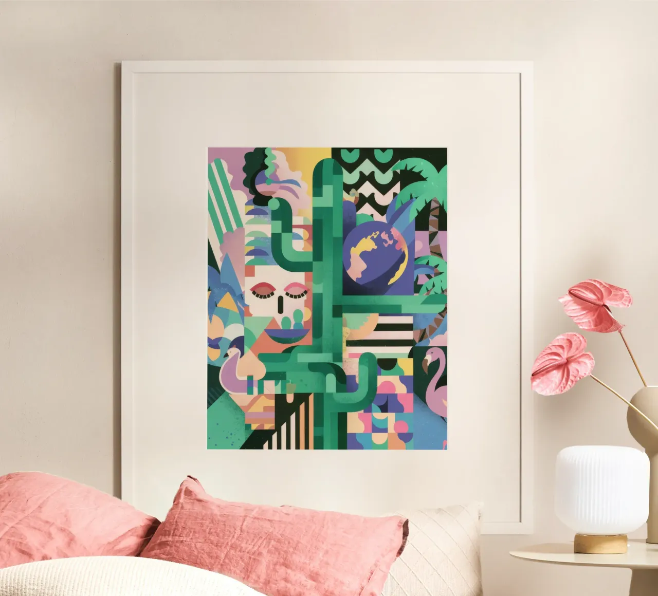 Paesaggio urbano astratto di colore verde acqua poster da Frame Aura