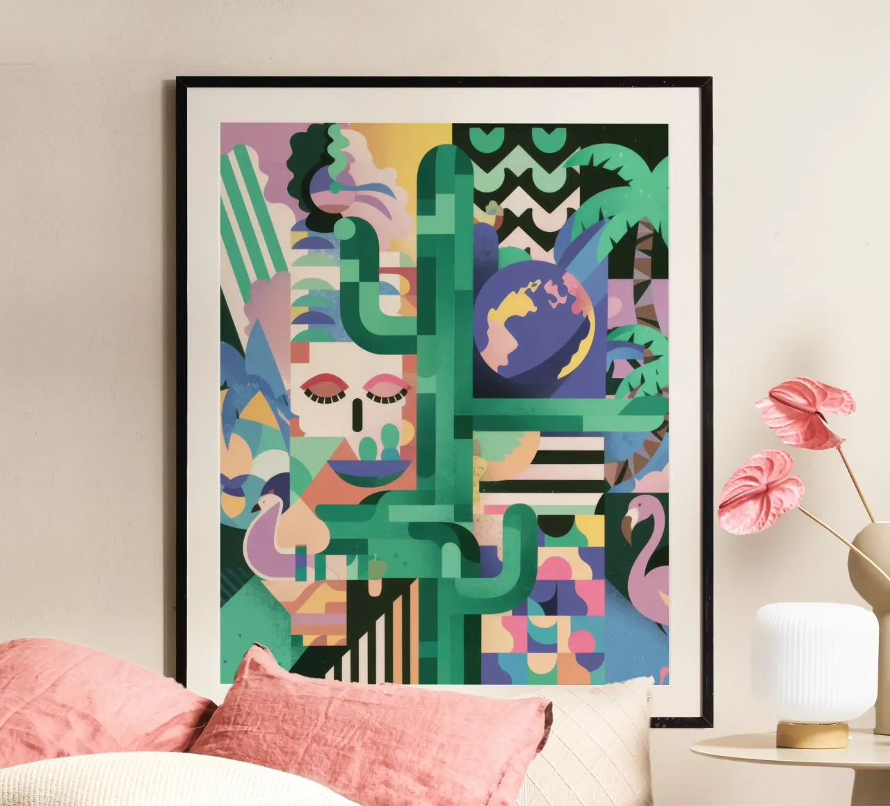 Paesaggio urbano astratto di colore verde acqua poster da Frame Aura