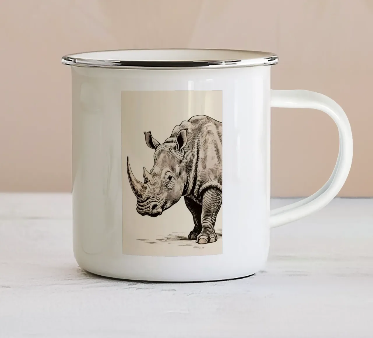 Rinoceronte tazza in smalto da knowledge