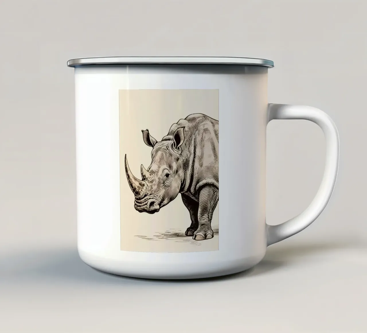 Rinoceronte tazza in smalto da knowledge