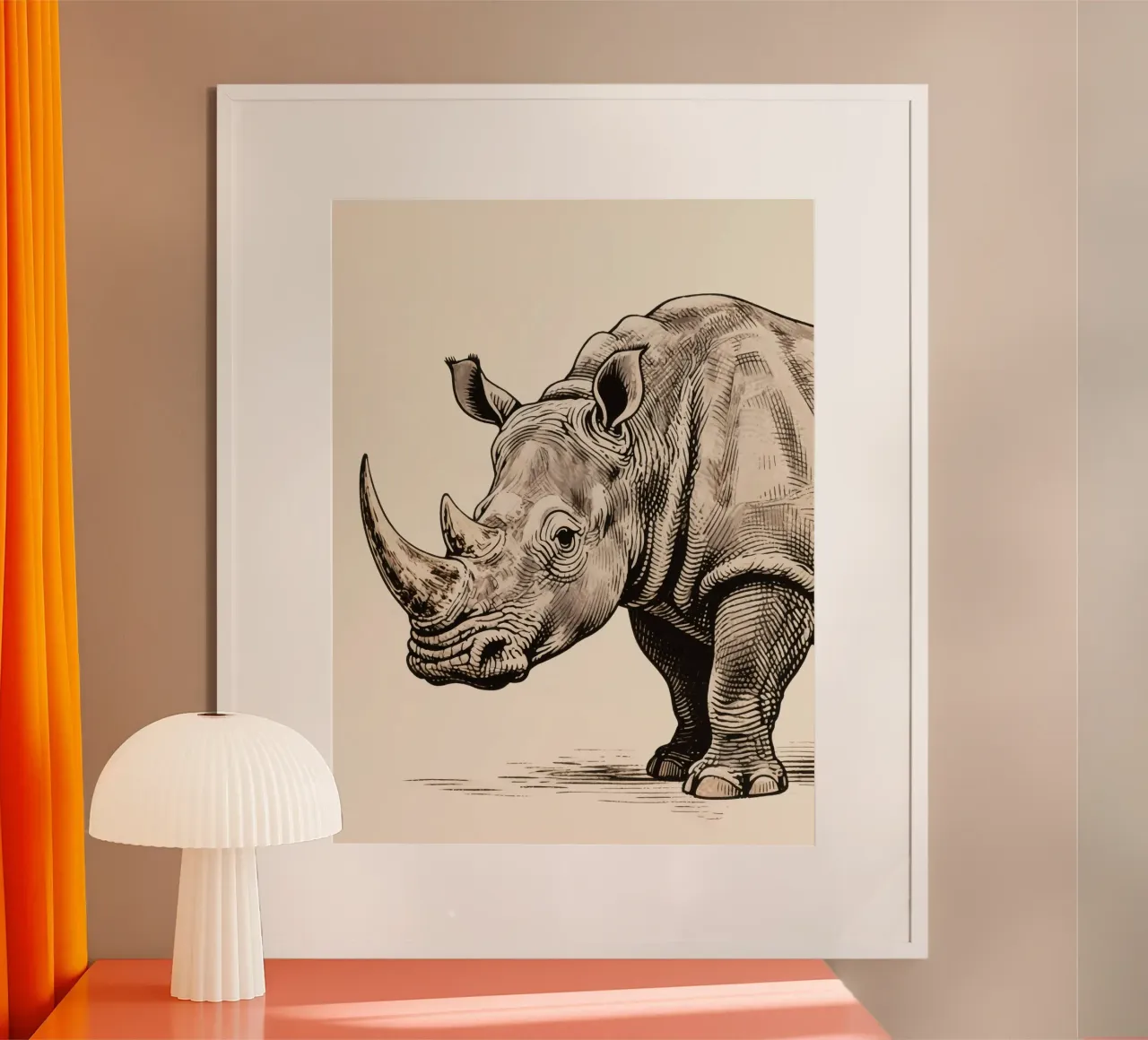 Rinoceronte poster con telaio in plastica da knowledge