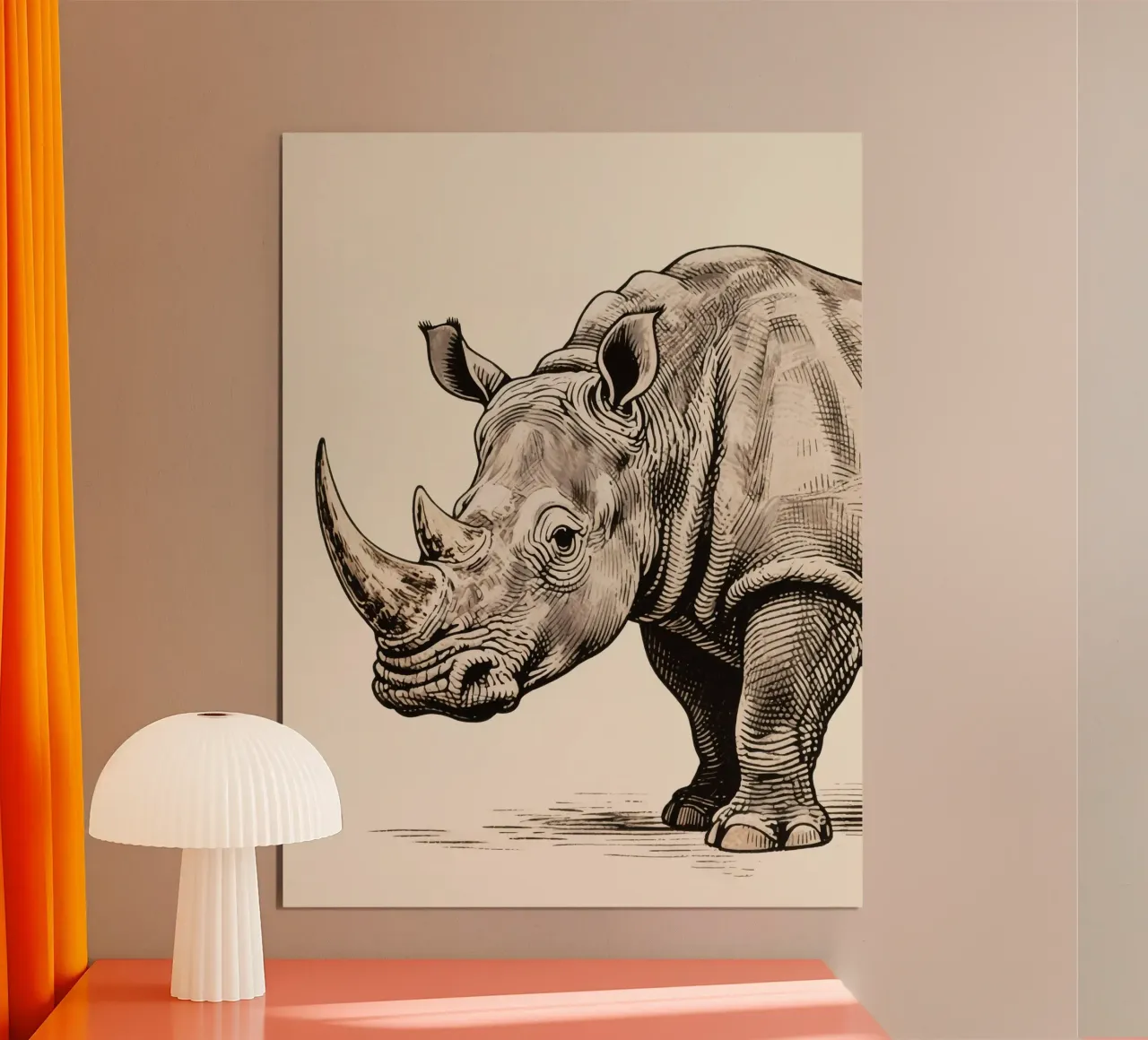 Rinoceronte poster con telaio in plastica da knowledge