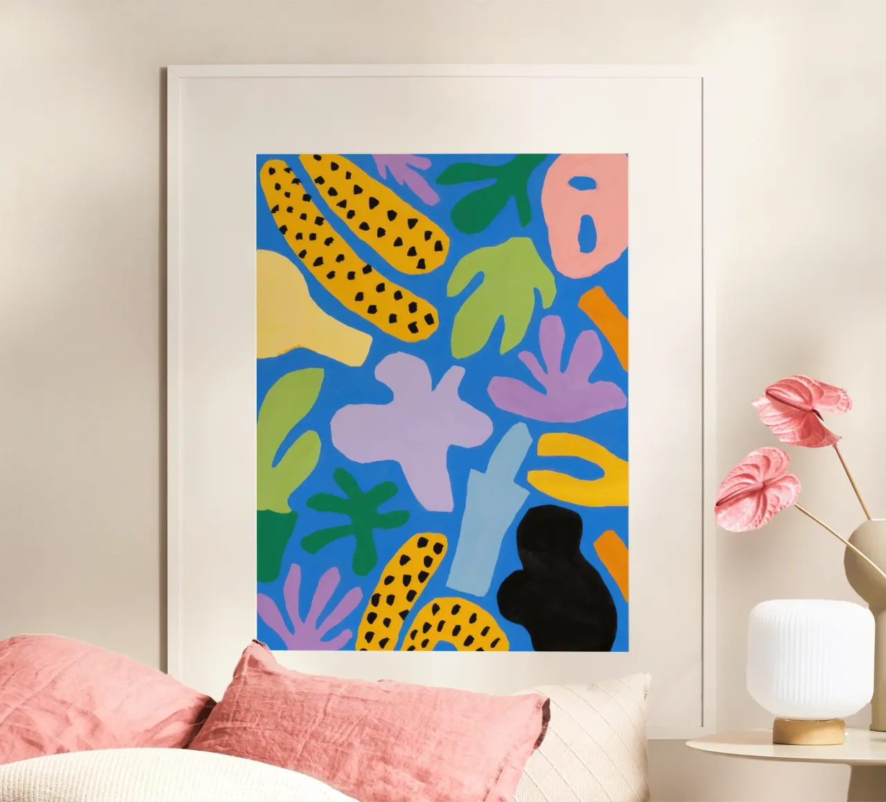 Mais e foglie Astratto poster con telaio in legno da Frame Aura