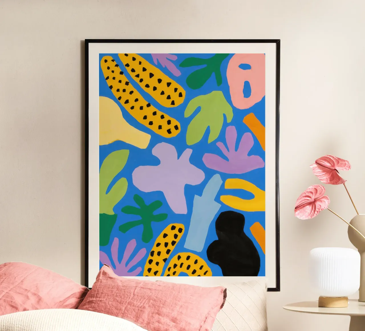 Mais e foglie Astratto poster con telaio in legno da Frame Aura