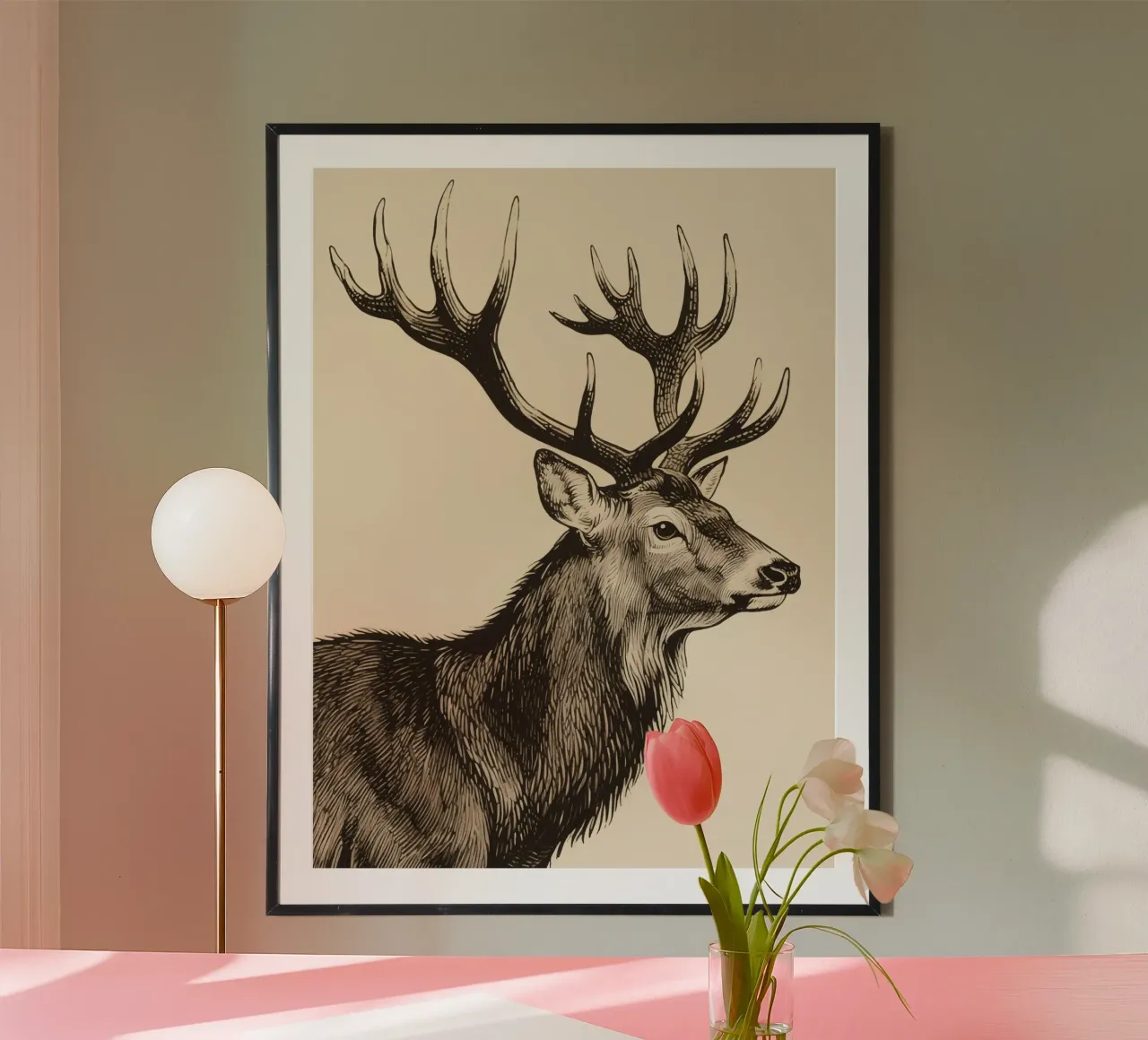 Alce poster con telaio in legno da knowledge