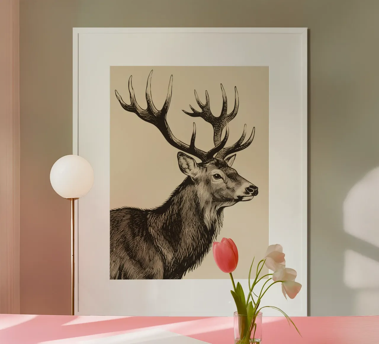 Alce poster con telaio in legno da knowledge