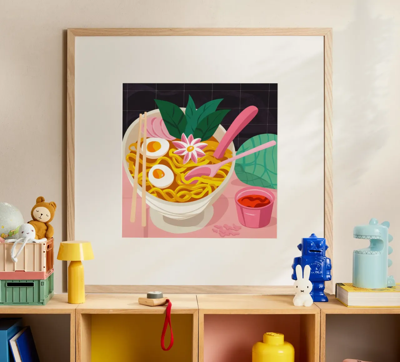 Ciotola di ramen rosa poster da Frame Aura