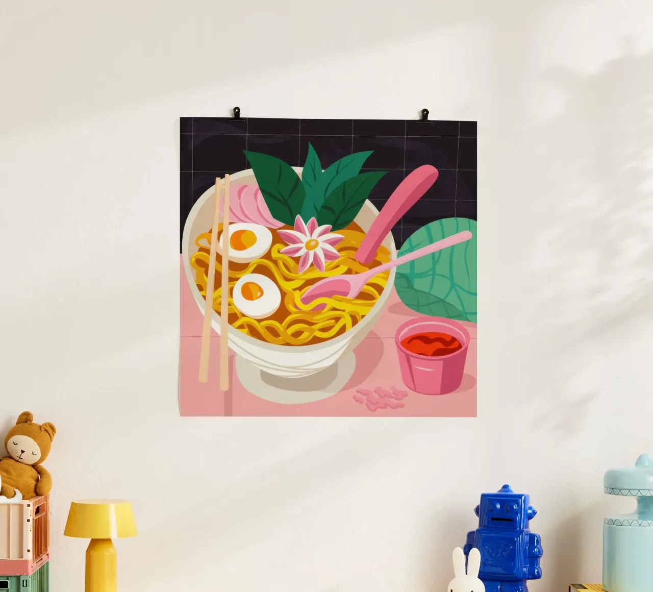 Ciotola di ramen rosa poster da Frame Aura