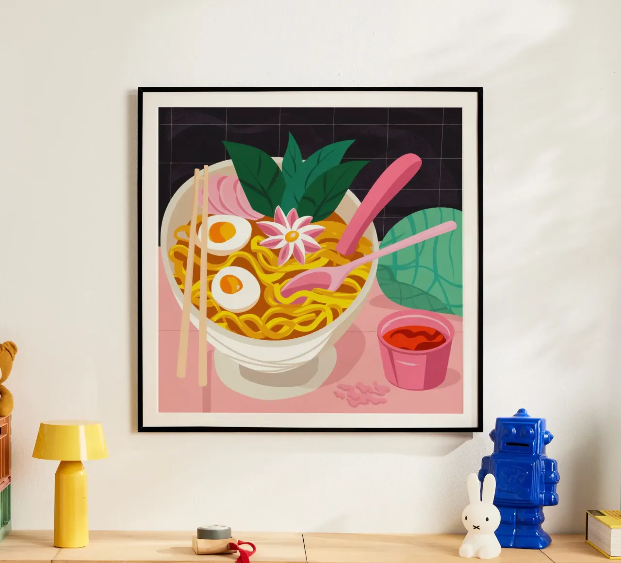 Ciotola di ramen rosa poster da Frame Aura