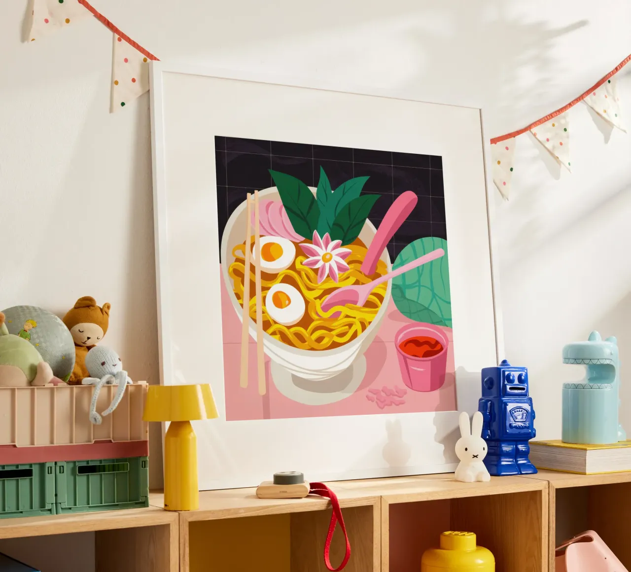 Ciotola di ramen rosa poster da Frame Aura
