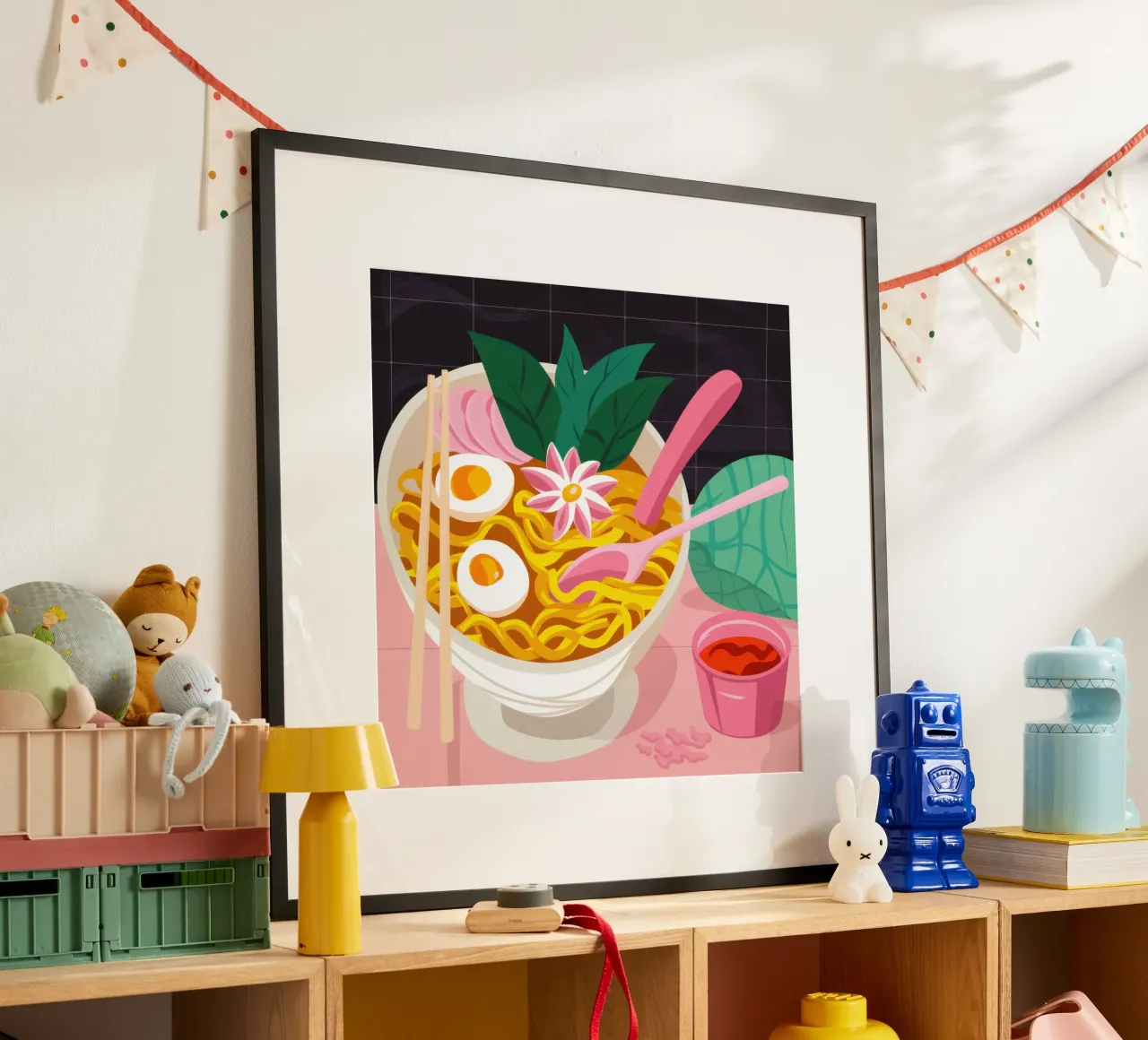 Ciotola di ramen rosa poster da Frame Aura
