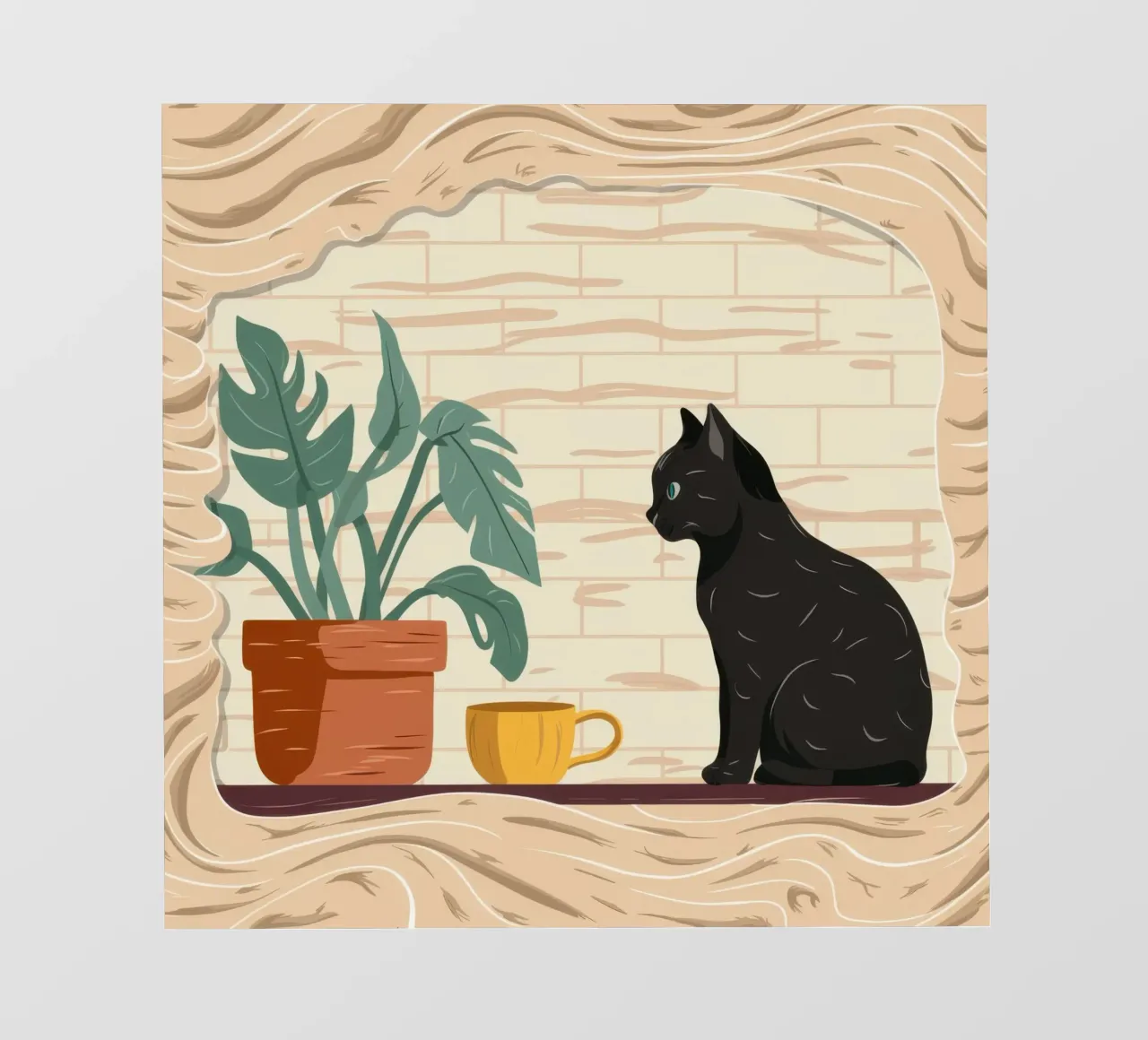 Gatto nero Serenity telo in pvc da Frame Aura