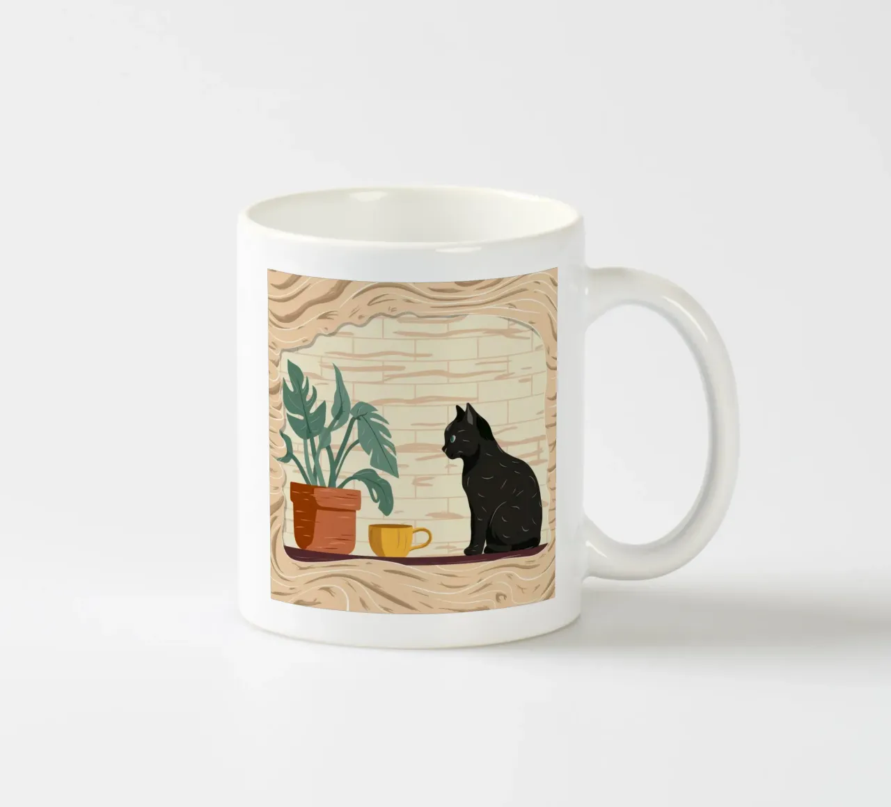 Gatto nero Serenity tazza in ceramica da Frame Aura