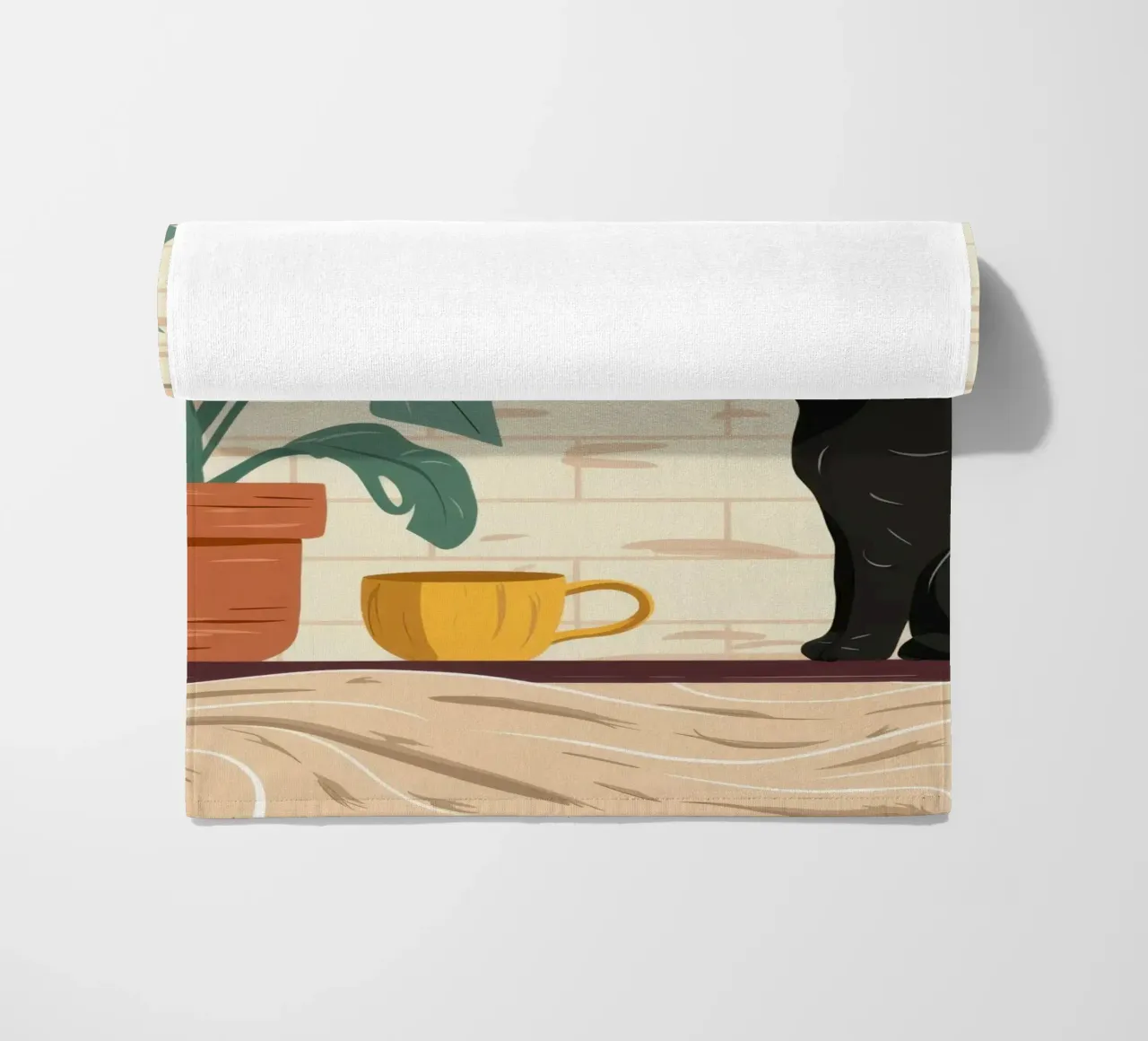 Gatto nero Serenity telo mare da Frame Aura