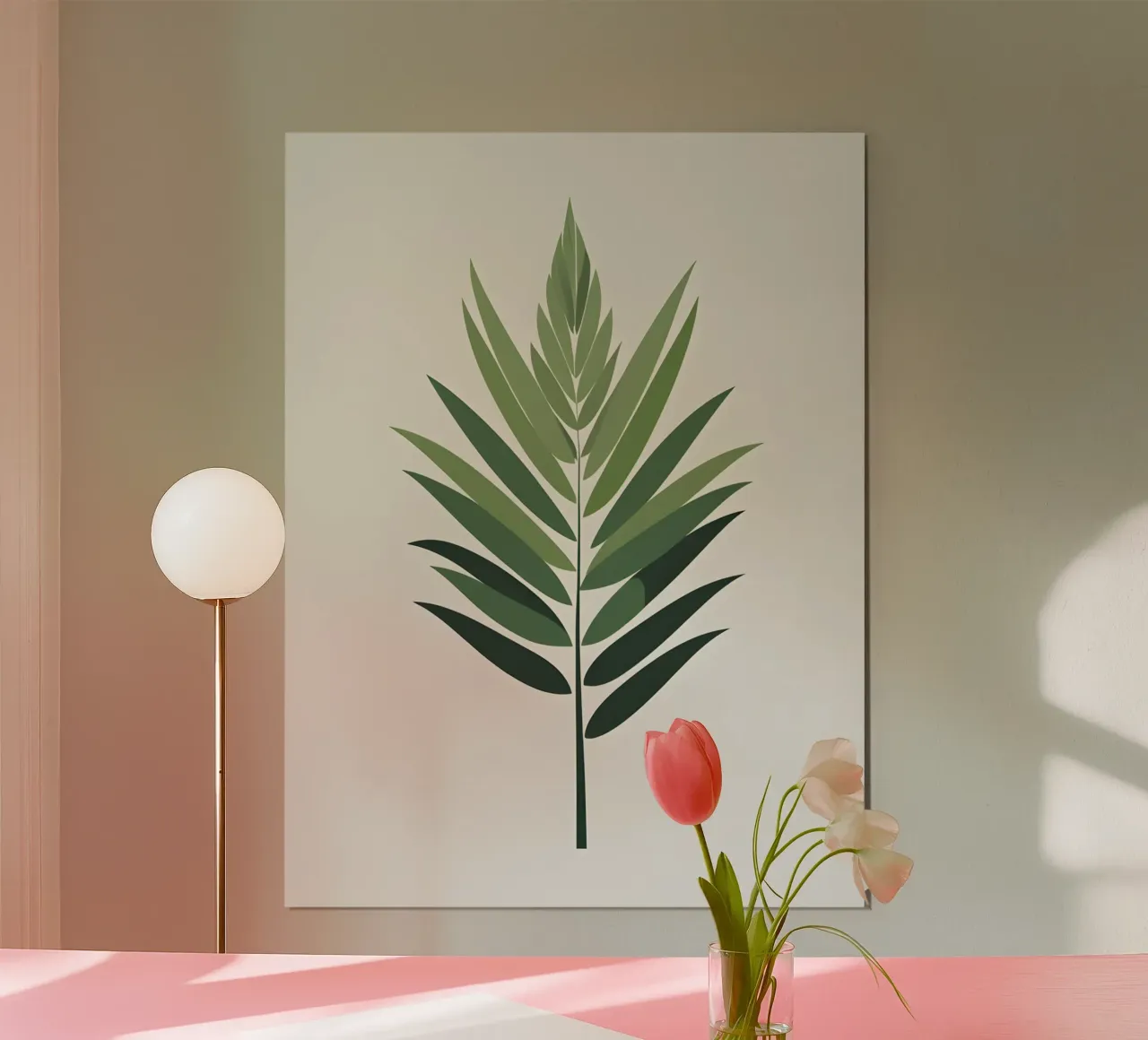 Foglia di palma poster con telaio in legno da The Green Room
