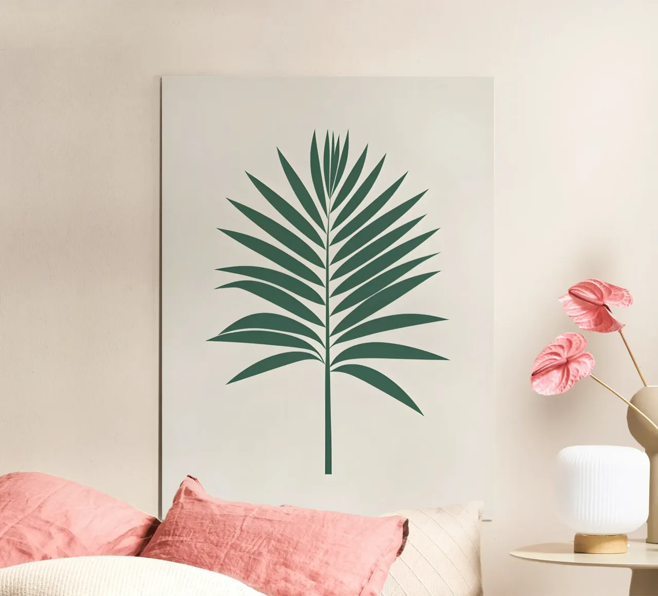 Foglia di palma poster con telaio in legno da The Green Room