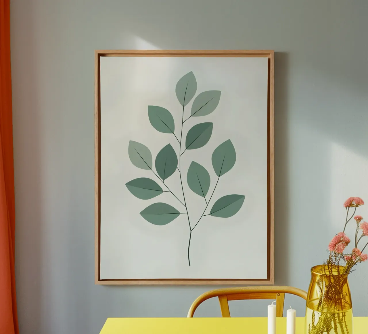 Eucalyptus Branch canvas with Floater frame by The Green Room