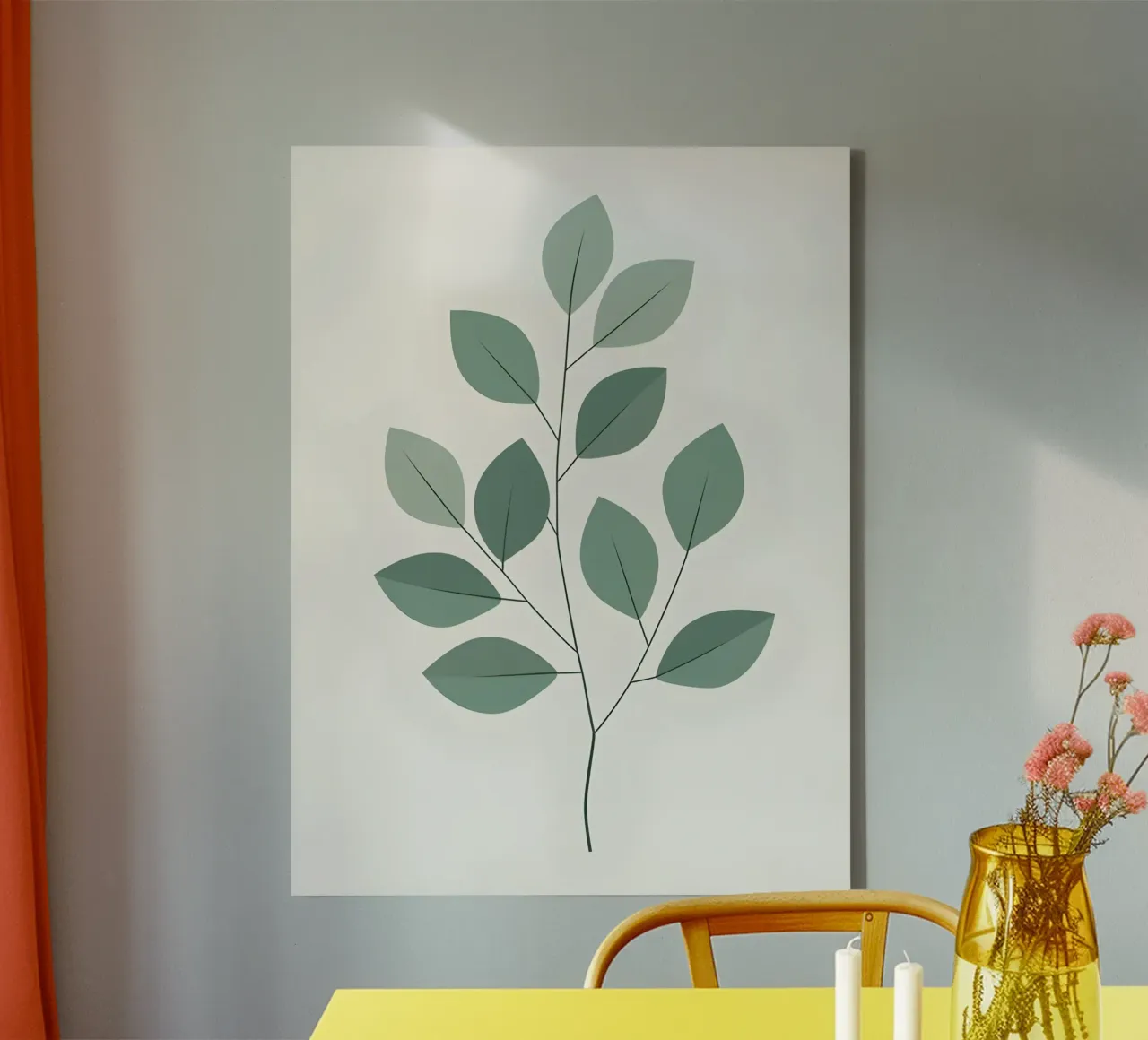 Eucalyptus Branch canvas with Floater frame by The Green Room