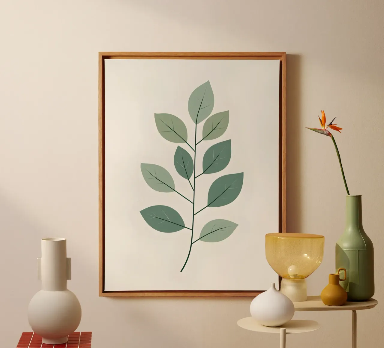 Eucalyptus Branch canvas with Floater frame by The Green Room