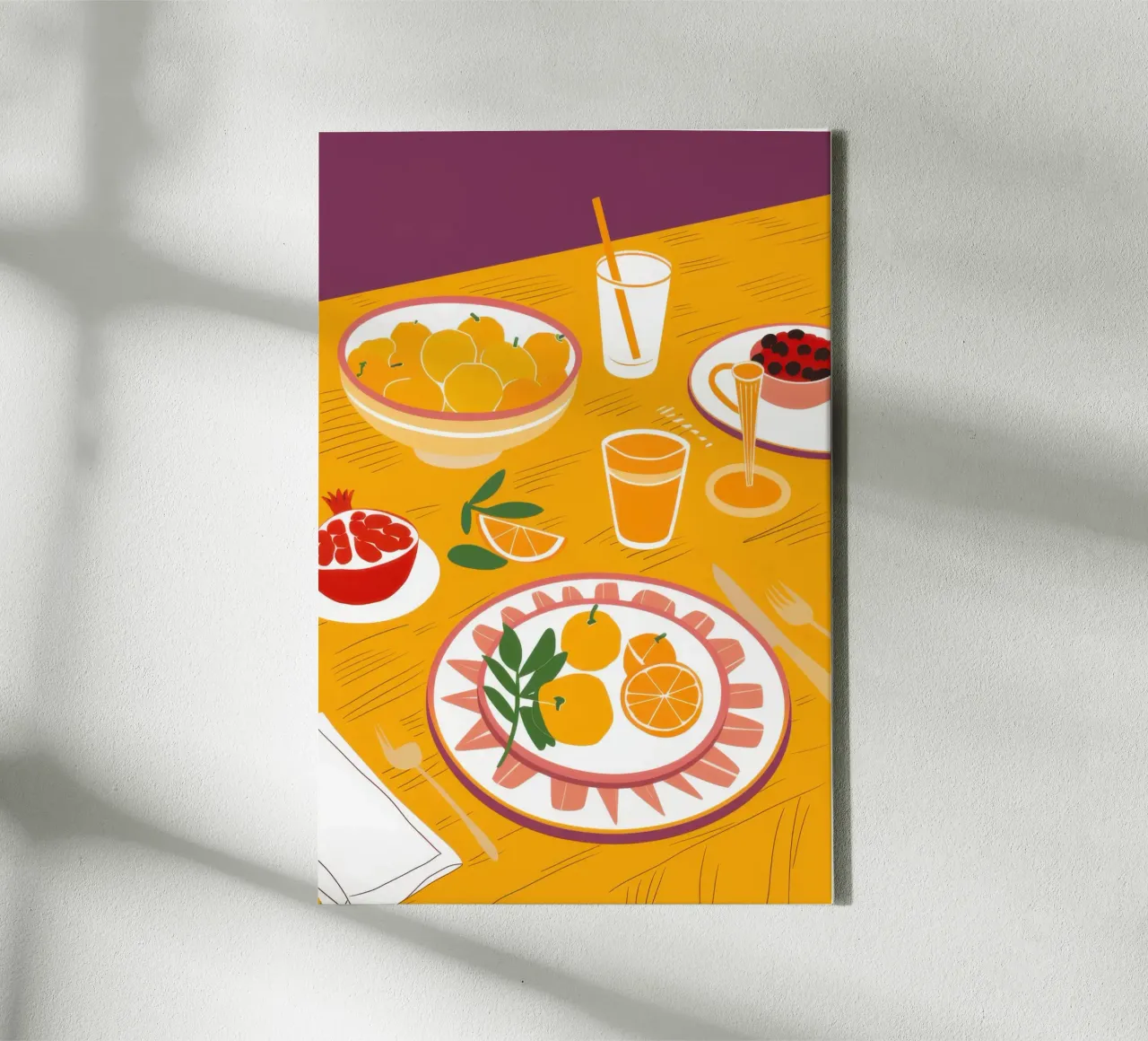 Sunny Breakfast Table canvas with Floater frame by Frame Aura
