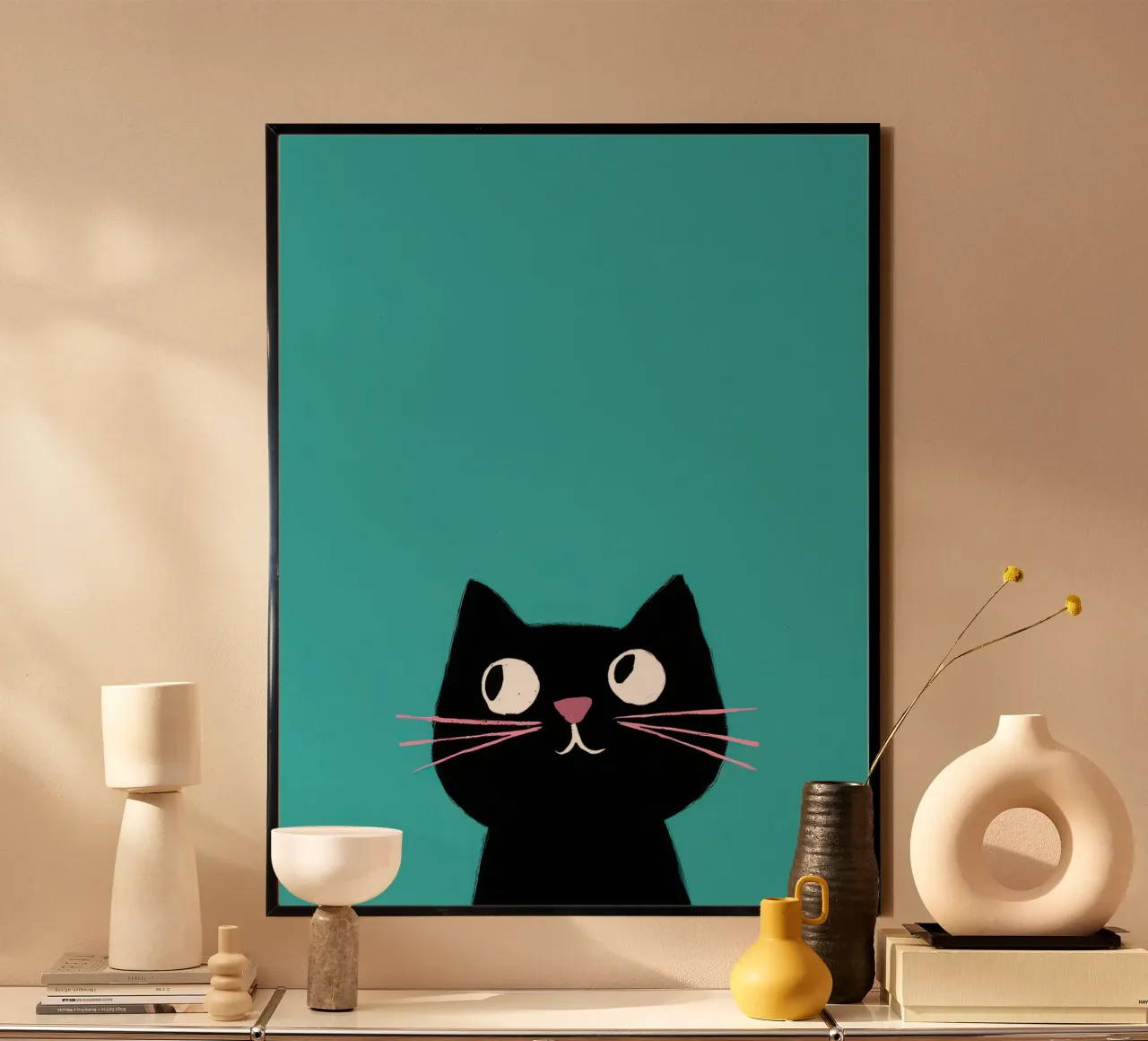 Glurende kattenschaduw poster van Frame Aura
