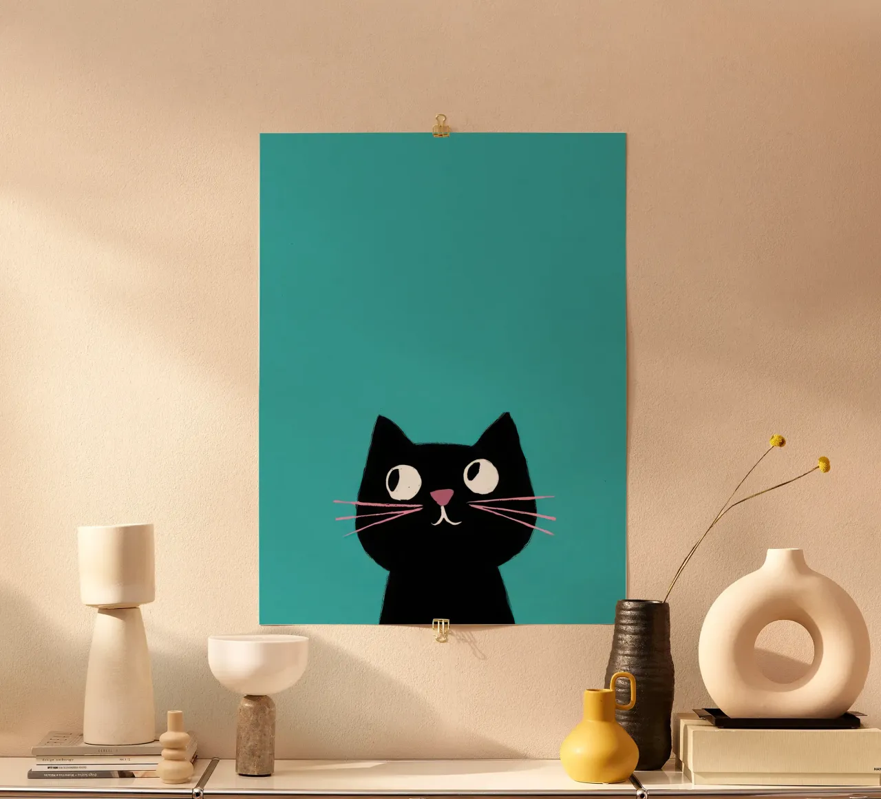 Glurende kattenschaduw poster van Frame Aura