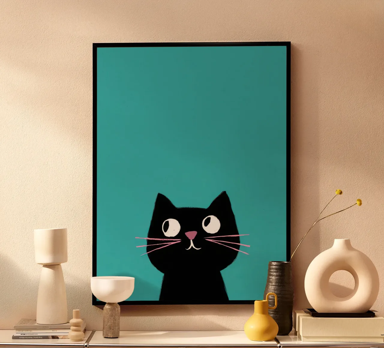 Glurende kattenschaduw poster van Frame Aura