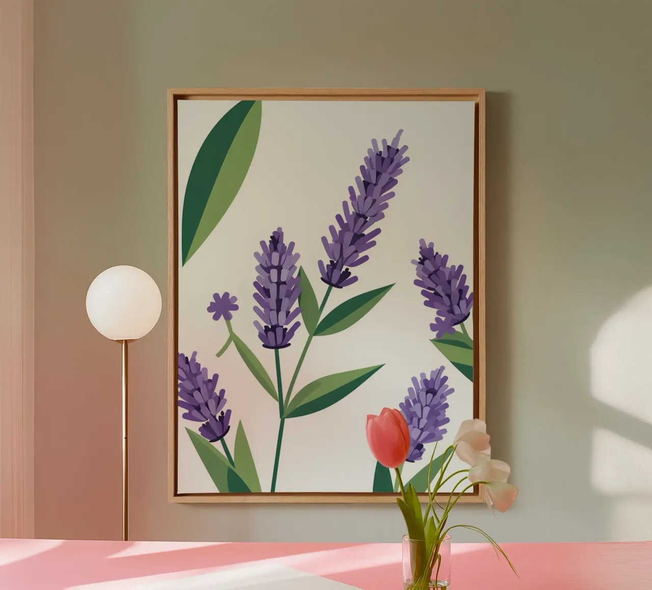 Stelo di lavanda tela con Cornice a cassetta da The Green Room