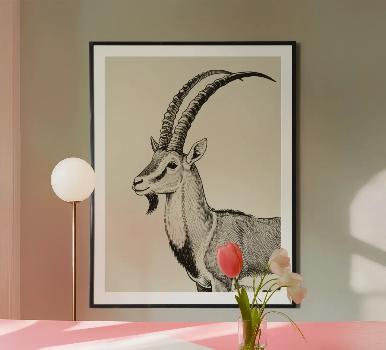Markhor poster con telaio in legno da knowledge